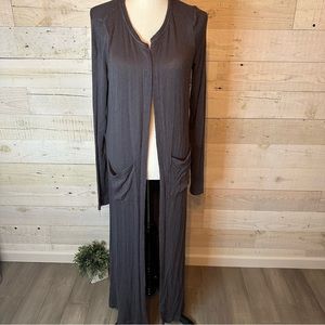 Free People FP Beach Long Ribbed Duster Cardigan Long Grey Large